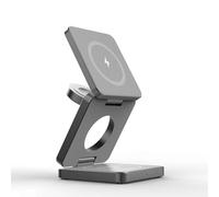 Foldable 3-in-1 Magnetic Wireless Charger for iPhone 17/16/15/14/13/12, Apple Watch, AirPods Pro, Qi-Enabled Android Devices, MagSafe, Travel Portable, Charging Station, Lightweight