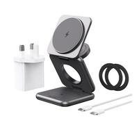 Foldable 3 in 1 Wireless Charging Station for Samsung, KU XIU Magnetic Travel Charger Stand for Galaxy S25 Ultra S24 S23 S22 Note 20 Z Fold Flip 6 5, Galaxy Watch Ultra 7 6 5, Galaxy Buds