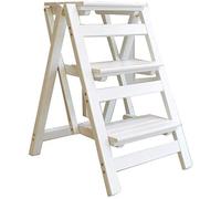 Foldable 3-Step Ladder Stool, Multi-Functional Wooden Footstool with Shelf, Convertible Seat for Adults, Compact Folding Step Stool for Home & Kitchen Use