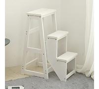 Foldable 3-Step Stool Chair - Wooden Ladder Seat Compact Library Step Stool Multi-Purpose Climbing Aid Flower Rack Shoe Bench Home & Garden Essentials
