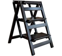 Foldable 3-Step Wooden Stool, Multi-Functional Ladder Chair, with Convertible Seat, Space-Saving, Ideal for Home, Kitchen, and Office Use.