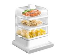Foldable 3 Tier Steamer, Small Multi-Functional Large Capacity Desktop Multi-layer Seafood Steam Box, Household Breakfast Machine, 12h Intelligent Appointment, for Vegetables, Meats, Fish