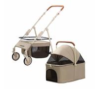 Foldable 33 lbs Pet Stroller Cart with 4 Wheels, Portable Waterproof Dog Stroller for Small to Mum Dogs, Rotatable Handle & Double-Track Tract Buckle
