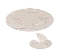 Foldable 4-Fold Round Wooden Tabletop with Detachable Lazy Susan - 360° Rotating Table for Home & Backyard Dining No Legs Design 150cm/59 in White