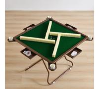 Foldable 4-Player Game Table with Felt Surface, Cup Holders, and Drawer for Mahjong, Cards, Puzzles, and Board Games