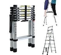 Foldable 6+7 Tread Ladder Aluminium Telescopic Step Ladders Safety Home Kitchen Office Garden Ladder Non Slip EN131 Standard (7 Stepladder)