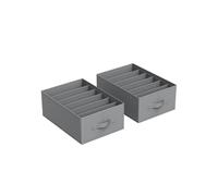 SONGMICS Set of 4 Drawer Organisers, 6-Compartment Closet Organisers, Foldable Wardrobe Clothes Organisers, 42 x 30 x 17 cm, for Pants, Clothes, Dove Grey RUS009G04