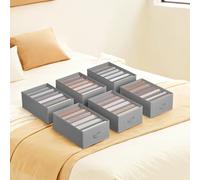 Foldable 6-Compartment Drawer Organisers, Dove Grey / 6