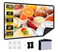 Foldable 60-inch Projector Screen,XINLEMY 4k 16:9 Anti-Crease Portable Washable Projector Backing Black Absorbs Light Movies Screens for Home Theater Backyard Indoor and Outdoor camping