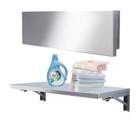 Foldable 60cm Wall-Mounted Table inless Steel 304 Space-Saving Drop-Leaf Table for Dining Study Laundry Room - Design (50x30cm/20x12in)