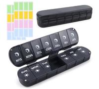 Foldable 7-Day AM/PM Pill Organiser, Magnetic, Moisture-Proof, Travel (Black)