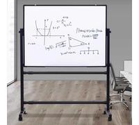 Foldable A-Stand Metal Easel with Magnetic Dry Erase Board, Double-Sided Whiteboard on Wheels, 48x36in Black Aluminum Frame - Ideal for Office, Home, School & Presentations