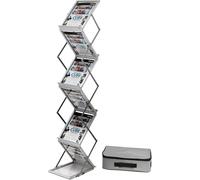 Foldable A4 Literature Display Stand - 6-Tier Portable Floor Brochure Holder & Magazine Document Rack - Lightweight Aluminum Frame with Clear Shelves - Includes Carry Bag for Trade Shows & Exhibitions