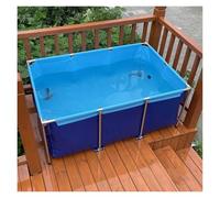Foldable Above Ground Fish Pond with Drain Valve Portable Indoor Fish Tank Temporary Swimming Pool for Kids Easy Setup (1.2m x 1m x 0.8m)