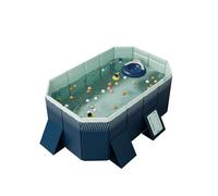 Foldable Above Ground Swimming Pool - Easy Set-Up Non-Inflatable Outdoor Pool with 2 Drains for Adults, Kids & Pets - 1.6m/5ft