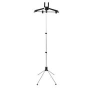 Foldable Adjustable Garment Steamer Rack Stand with Clips Black
