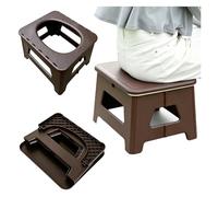 Foldable Adults Commode with Carry Bag, Portable Toilet Stool for Roadside & Car Camping Trips, Compact Collapsible Potty for Outdoor Activities(Brown,Small)