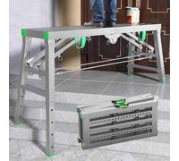 Foldable Aluminium Step Ladder Work Platform, Adjustable Height Scaffolding Stool with 400 kg Max Load, 120 cm Tall for Home, Job Site