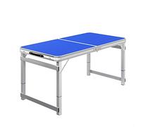 Foldable Aluminum Garden Table with Handle Adjustable Height Camping Table Portable Dining Table for BBQ Picnic Beach - 120x60x75cm Blue