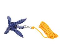 Foldable Aluminum Marine Anchor with Rope for Kayak Boat | Blue Coated Finish, Portable Storage Bag, Small Ship Fixing, Fishing Gear, Sand Mud