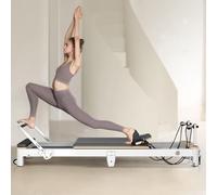 Foldable Aluminum Pilates Reformer With Adjustable Strength System For Home Gym, Studio And Core Training (Grey 2430x682x802mm)
