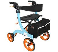 Foldable Aluminum Rollator with Seat, Convertible to Transport Chair, Adjustable Handle and Storage Bag for Enhanced Mobility