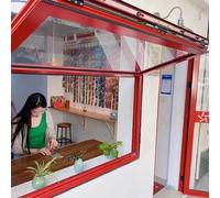 Foldable Aluminum Sliding Service Window with Bottom Frame and Sun Protection Film for Coffee Shops and Vending