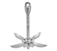 Foldable Anchor Grapnel 4 Flukes 1.5kg Carbon Steel Boat Anchor, Folding Boat Anchor Accessory with Compact Design for Kayak Canoe Jet Ski Small Watercraft (Silver (carbon steel galvanized))