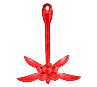 Foldable Anchor Grapnel 4 Flukes, Boat Anchor Accessory, Carbon Steel Folding Boat Anchor for Kayak Canoe, Sturdy 1.5kg Grapnel Anchor with Simple Folding Design for Small Water Ve (Red (carbon