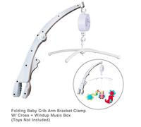 Foldable and Clamp Type Baby Crib Bed Bell Toys Holder Arm Bracket, W/Cross & Windup Music Box, Tune: You are My Sunshine (Toys Not Included)