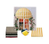 Foldable Awning Canopy for Doors & Windows Yellow White Patio Shade with Frame Outdoor Sun Shelter for All Seasons 130cm/4.27ft Ideal for Shops Patios and Gardens