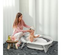 HOMCOM Foldable Baby Bath Tub Ergonomic with Temperature-Induced Water Plug