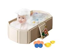 Foldable Baby Bath Tub for 0-8 Years Old - Large Portable Kids Bathtub with Toys | Sit & Lie Neewborn Bath Support | No Assembly Required, Easy to Store, Soft PVC, Stable Wide Base Design
