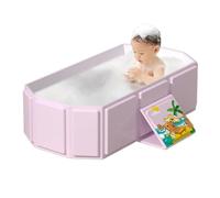 Foldable Baby Bath Tub - Portable Toddler Bathtub for 0-8 Years, Large Multi-Functional Design with Drain Plug & Non-Slip Base for Home & Travel