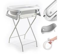 Foldable Baby Bath with Stand - XXL Baby Bathtub with Support / 2.0 Thermometer/Bath Seat & Drainage System - Ideal for Shower - from Newborn to 3 Years - Perfect Baby Gift