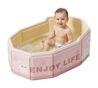 Foldable Baby Bathtub 29.5x17.7 Inch Portable for Infants to Toddler, Little Rabbit, with Non-Slip Base Drain Plug