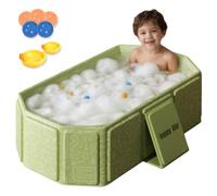 Foldable Baby Bathtub, PVC Collapsible Baby Bathtub with Outfall and Support Feet, 29.5x17.7x9.8 Inch Portable Bath Tub with Toys for Kids 0-8 Years Old.