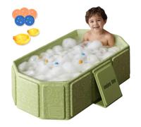 Foldable Baby Bathtub, PVC Collapsible Baby Bathtub with Outfall and Support Feet, 29.5x17.7x9.8 Inch Portable Bath Tub with Toys for Kids 0-8 Years Old