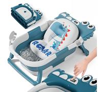 Foldable Baby Bathtub with Bath Cushion and Built-in Thermometer - Baby Bathtub with Free Bath Stand - Ideal Birth Gift for Girls Or Boys - Right from Birth