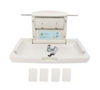 Foldable Baby Changing Station, Wall Mounted Diaper Changing Table with Safety Strap and Protective Side Guards, Fold Up Changer Station for Commercial Mall Airport Hotel