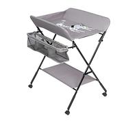 Foldable Baby Changing Table, Infant Care Station with Wheels, Mobile Newborn Massage Table Space-Saving Dresser Diaper Organizer (Grey)