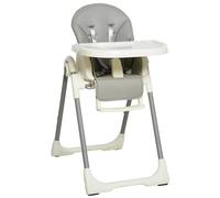 HOMCOM Foldable Baby High Chair Toddler Height Back Footrest Adjustable Grey