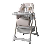 Foldable Baby High Chair,with Storage Bag & Tray,Adjustable Height & Recline,Locking Wheels(White)