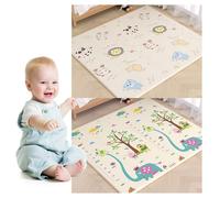 Foldable Baby Play Mat, Extra Thick Reversible Waterproof Foam Floor Mat for Crawling & Tummy Time, Non-Slip Portable Nursery Playmat with Travel Bag, Easy to Clean (150x180cm,Style 1)