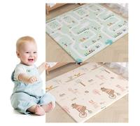 Foldable Baby Play Mat, Extra Thick Reversible Waterproof Foam Floor Mat for Crawling & Tummy Time, Non-Slip Portable Nursery Playmat with Travel Bag, Easy to Clean (75x180cm,Style 3)