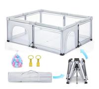 Foldable Baby Playpen, 50X50 in Portable Travel playpen for Babies and Toddlers, Indoor&Outdoor Kids Safety Play Pen, Quick Installation&Quick Folding Baby playpen with 50 Ocean Balls & 2 Handlers