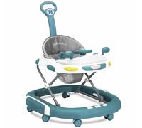 Foldable Baby Walker with Music, Lights & Puzzle Board - 4-Level Height Adjustment, Silent Wheels, Rocker/Push-Along, Vehicle Theme