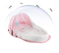 Foldable Babys Travel Cot,with MosquitoesNet Sun Canopy SPF50+,Linen Cotton | Portable Bassinet With Toy Nappy Changing Bag, For 0-18 Months Babays, For Home Outdoor Camping 95x40x45cm