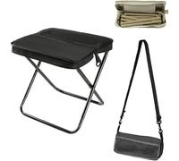 Foldable Backpack Stool, Folding Mini Outdoor Camping Stool, Foldable Lightweight Hunting Seat with Zippered Carrying Bag, Folding Slacker Chairs for Fishing Travelling Picnics (Green, Large) (Black)