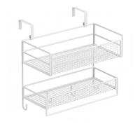 Foldable Balcony Drying Rack with Hooks Dual Storage Space Smart nization for Hanging Shirts & Jackets Compact Design (White 40x30x38cm/16x12x15in)